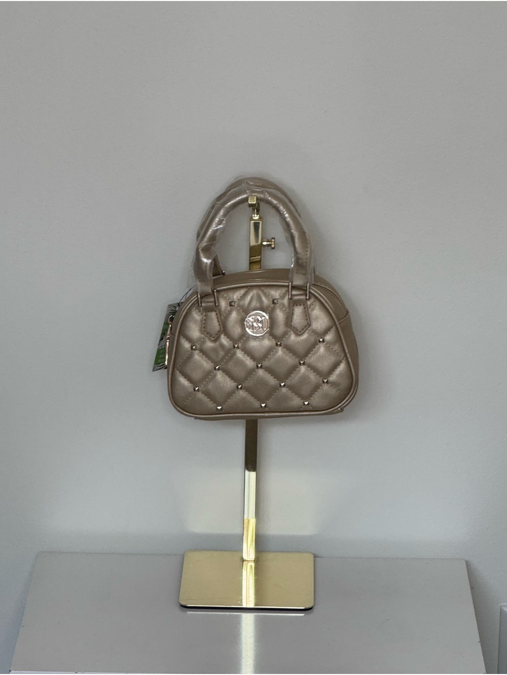 Quilted Metallic gold Top-Handle Bag